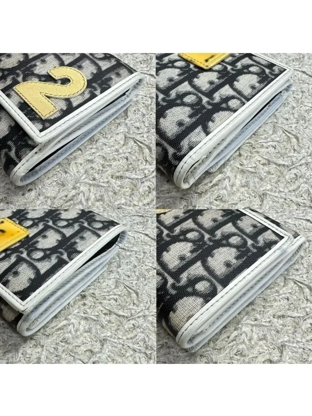 AUTHENTIC CHRISTIAN DIOR TROTTER #2 SNAP BIFOLD WALLET NAVY CREAM WITH BOX SPAIN